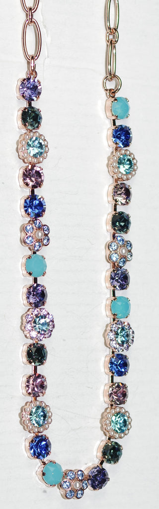MARIANA NKLC - SLVR - LT BLUE STONES & FLOWERS