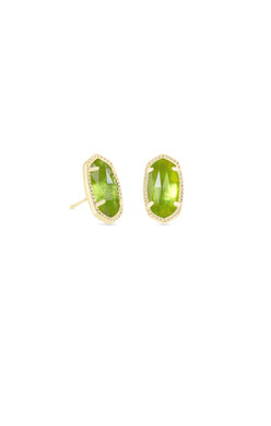 KENDRA SCOTT EARRINGS STUDS GOLD PERIDOT ILLUSION