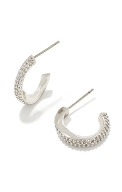 KENDRA SCOTT EARRINGS ELLA HUGGIE SILVER WHITE CZ