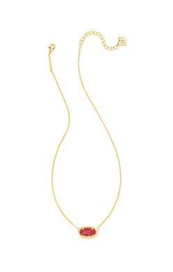 Elisa Gold Pendant Necklace in Red Berry