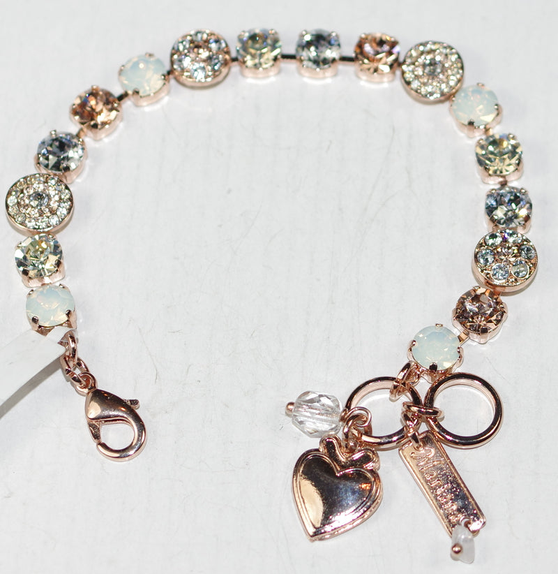 MARIANA BRACELET DANCING IN THE MOONLIGHT: white, amber, clear, blue stones in rose gold setting