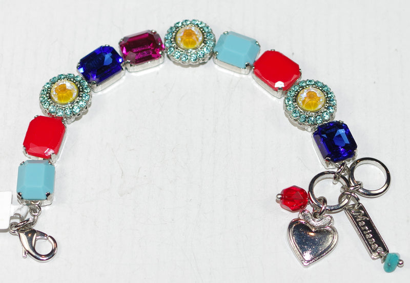 MARIANA BRACELET PRETTY WOMAN: red, blue, yellow, fuchsia 5/8" stones in silver rhodium setting