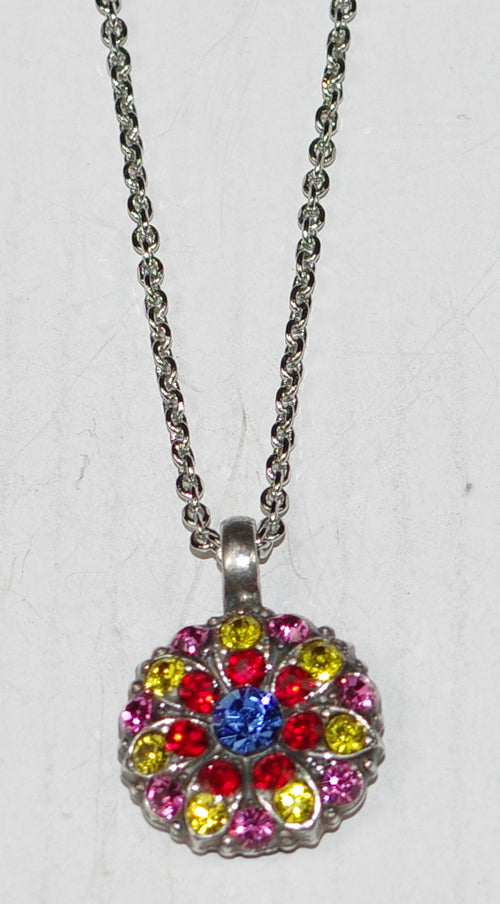 MARIANA ANGEL PENDANT PRETTY WOMAN: red, blue, yellow, pink stones in silver setting