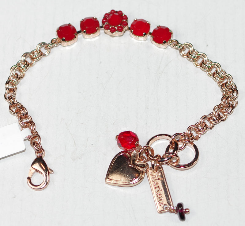 MARIANA BRACELET PRETTY WOMAN: red 1/4" stones in rose gold setting