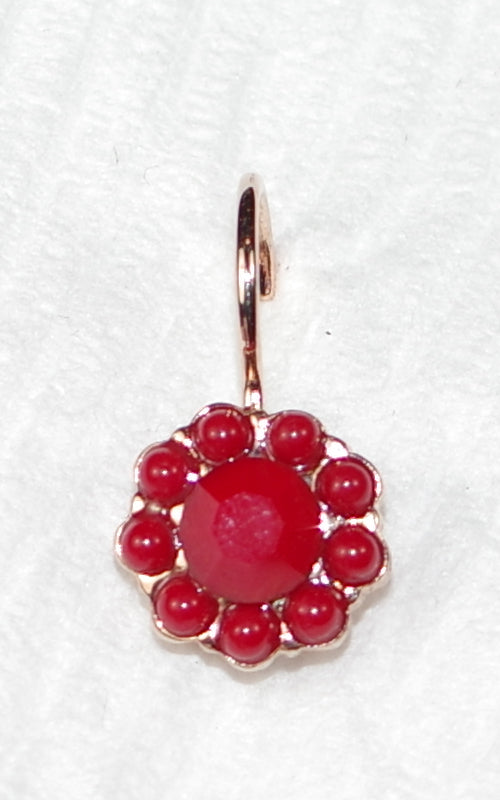 MARIANA EARRINGS PRETTY WOMAN: red stones in 3/8" rose gold setting, lever back