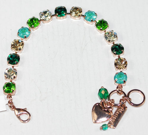 MARIANA BRACELET BETTE CIRCLE OF LIFE: 1/4" green, amber, clear, teal stones in rose gold setting