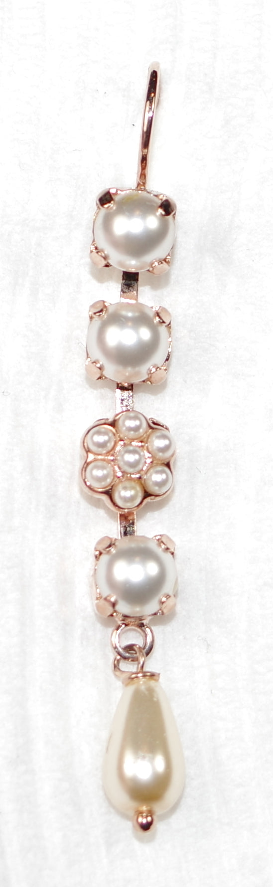 MARIANA EARRINGS: pearl stones in 2" rose gold setting, lever back