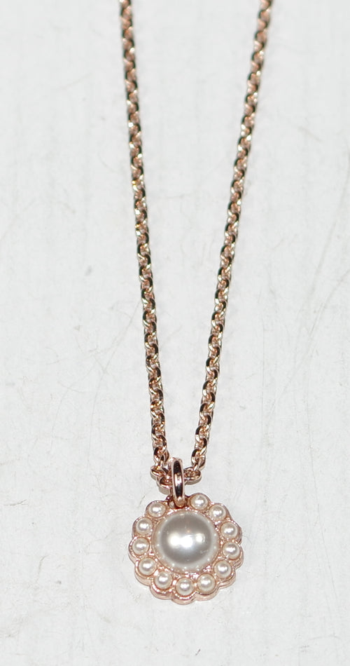 MARIANA NECKLACE: pearl stones in 5/8" rose gold setting, 20" adjustable chain