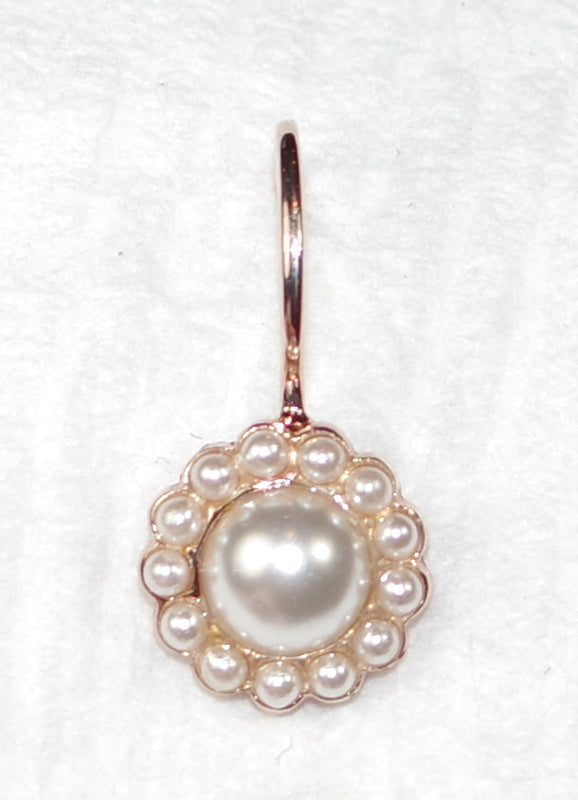 MARIANA EARRINGS: pearl stones in 1/2" rose gold setting, lever back