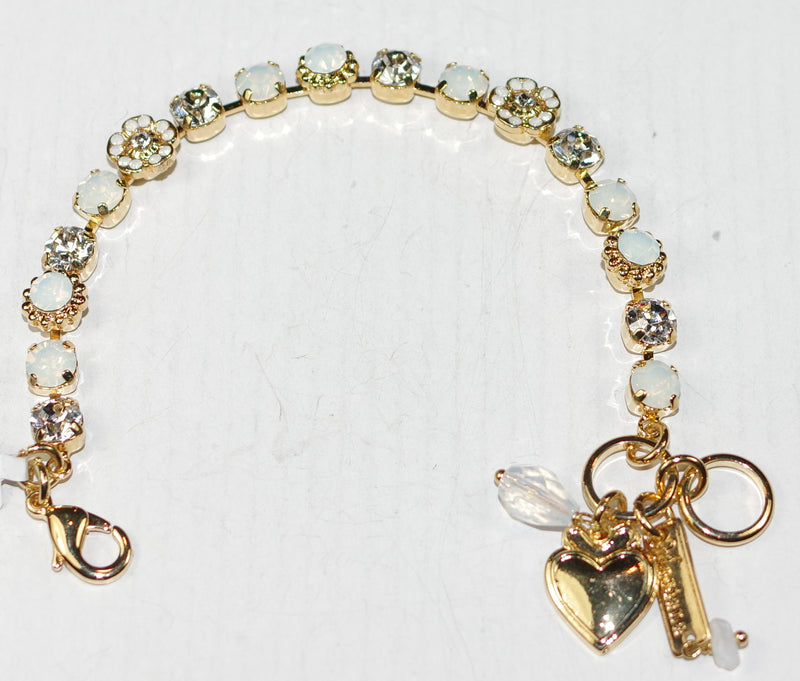 MARIANA BRACELET WHITE OPAL: white, clear 1/4" stones in yellow gold setting