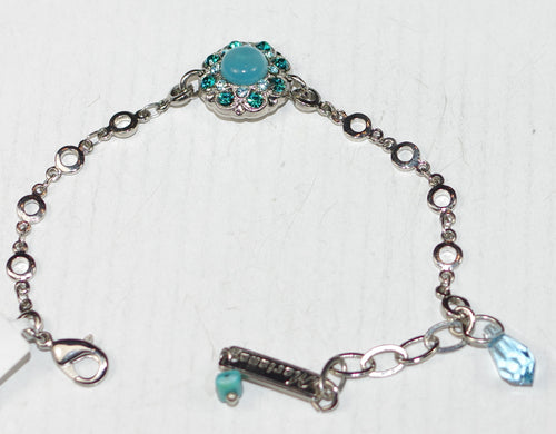MARIANA BRACELET ADDICTED TO LOVE: blue, teal stones in 1/2" silver rhodium setting