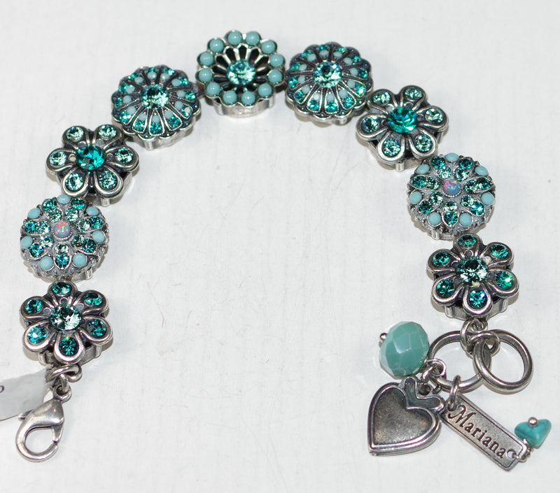 MARIANA BRACELET ADDICTED TO LOVE: blue, teal stones in silver setting