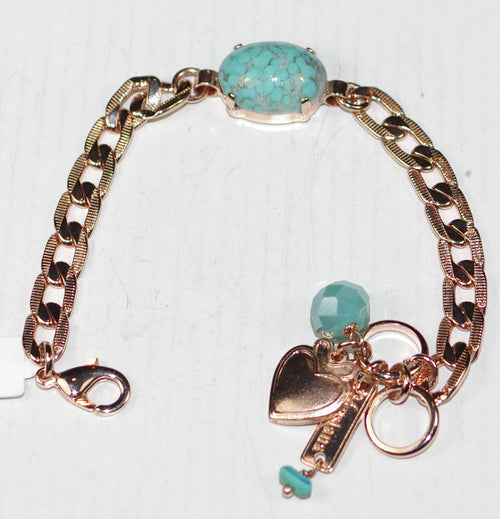 MARIANA BRACELET ADDICTED TO LOVE: blue 3/4" stone in rose gold setting