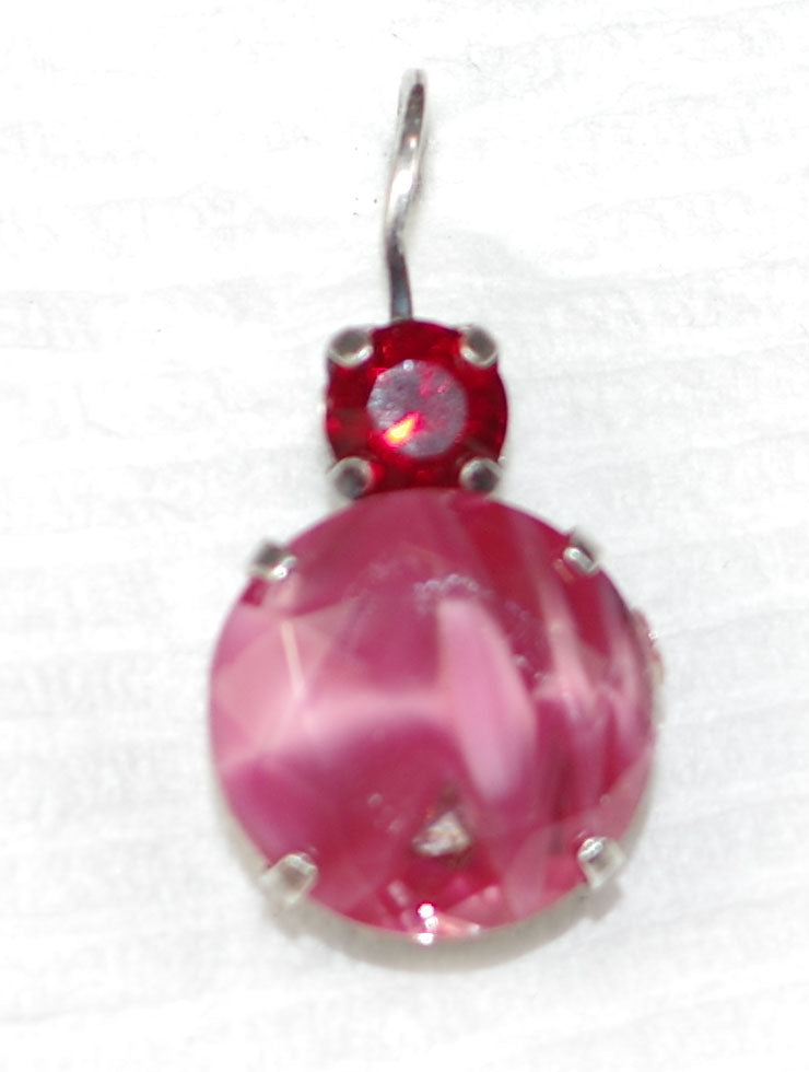 MARIANA EARRINGS ROXANNE: pink stones in 3/4" silver setting, lever backs