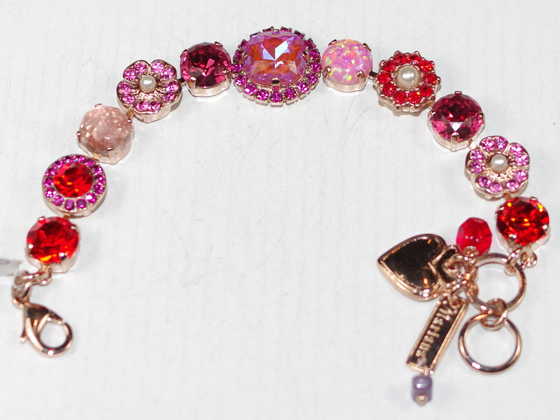 MARIANA BRACELET ROXANNE: pink, red, pearl, simulated opal, sun kissed stones in rose gold setting