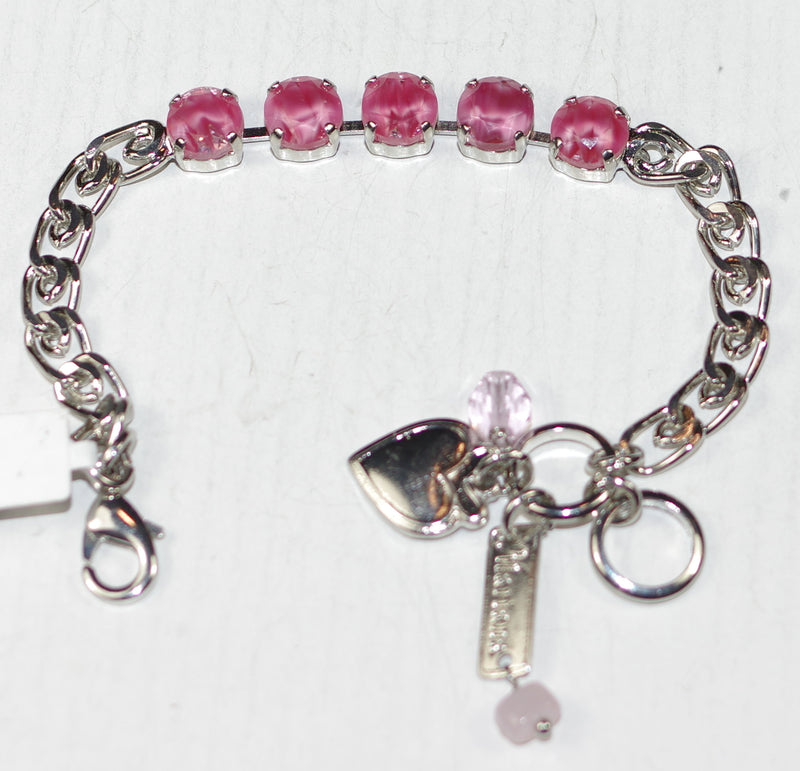 MARIANA BRACELET ROXANNE: pink 1/4" stones in silver rhodium setting
