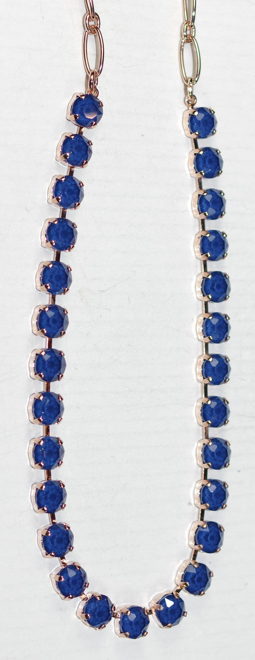 MARIANA NECKLACE BLUE BETTE: blue stones in rose gold setting, 17" adjustable chain