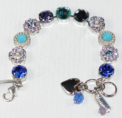 MARIANA BRACELET ELECTRIC BLUE: blue, lavender, teal, pearl stones in silver rhodium setting