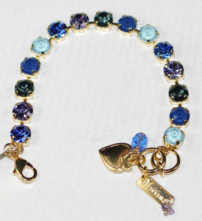 MARIANA BRACELET BETTE ELECTRIC BLUE: 1/4" blue, teal, purple stones in yellow gold setting