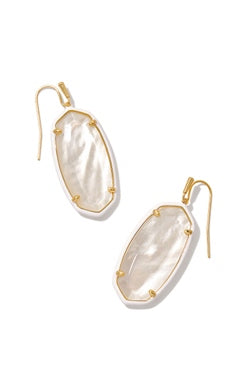 KENDRA SCOTT EARRINGS ELLE ENAMEL FRAME DROP GOLD IVORY MIX