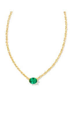 KENDRA SCOTT NECKLACE CAILIN CRYSTAL PENDANT GOLD GREEN CRYSTAL