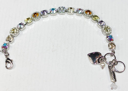 MARIANA BRACELET DAWN: lavender, yellow, amber, pearl stones in silver rhodium setting