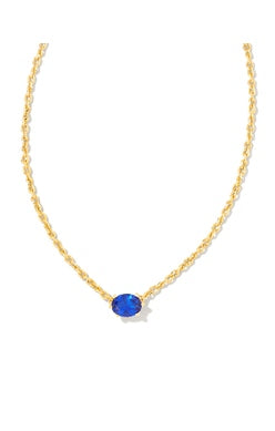 KENDRA SCOTT NECKLACE CAILIN CRYSTAL PENDANT GOLD BLUE CRYSTAL