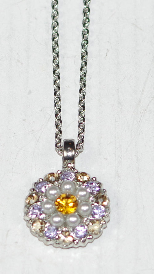 MARIANA ANGEL PENDANT DAWN: amber, pearl, lavender, clear stones in silver rhodium setting, 18" adjustable chain