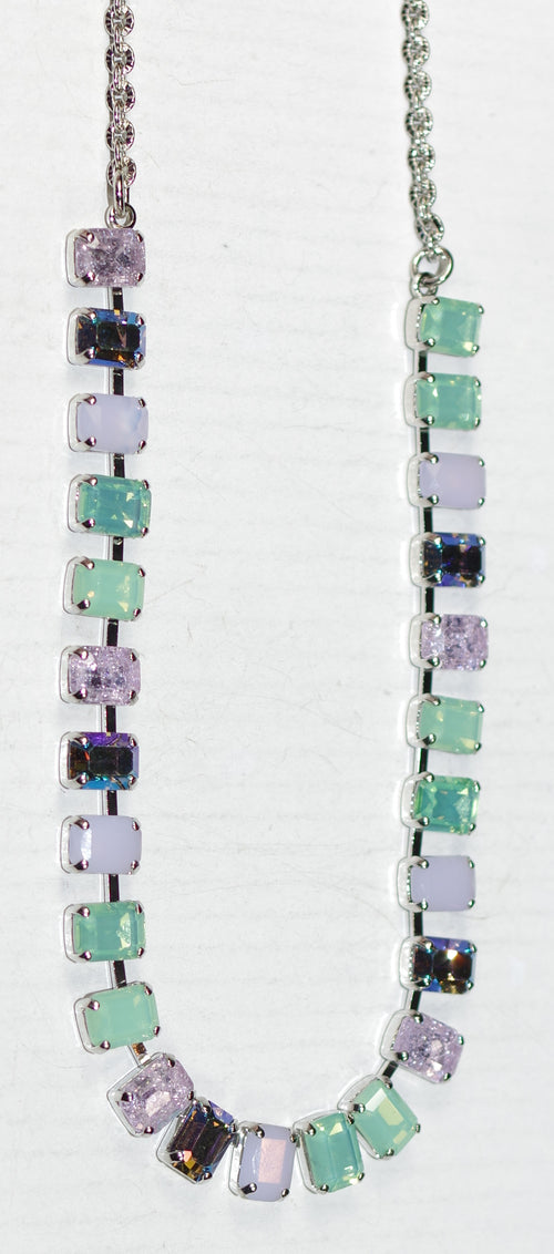 MARIANA NECKLACE BLOOM: pacific opal, pink, ice, green 1/4" stones in silver rhodium setting, 18" adjustable chain