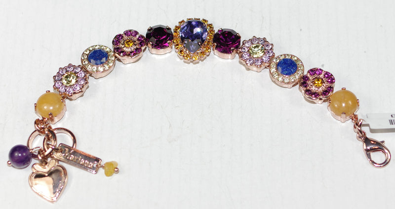 MARIANA BRACELET SUNRISE: purple, yellow, lavender, mineral stones in rose gold setting
