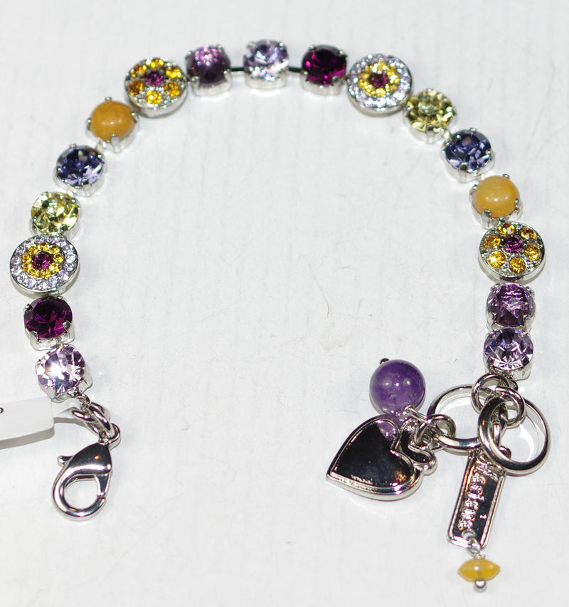 MARIANA BRACELET SUNRISE: purple, mineral, lavender, yellow stones in silver rhodium setting