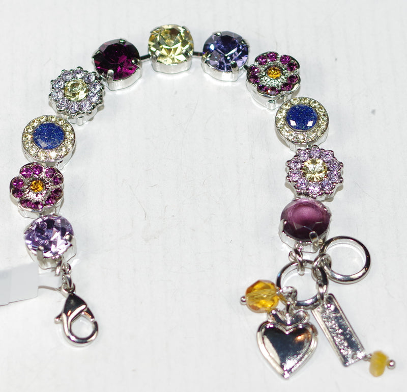 MARIANA BRACELET SUNRISE: purple, yellow, lavender, blue stones in silver rhodium setting