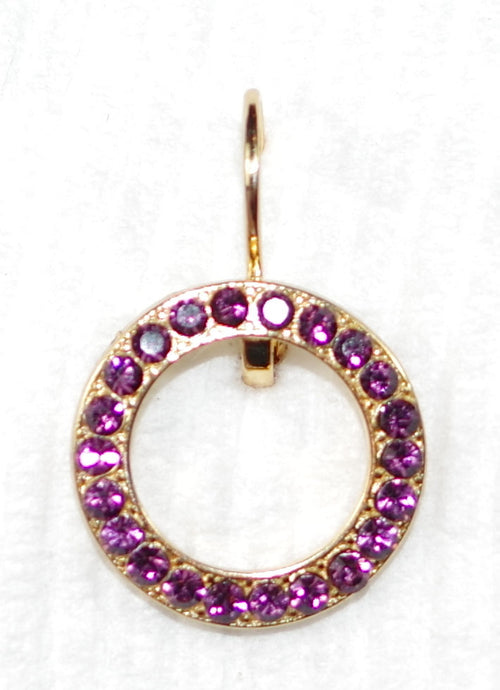 MARIANA EARRINGS: purple stones in 3/4" yellow gold setting, lever back