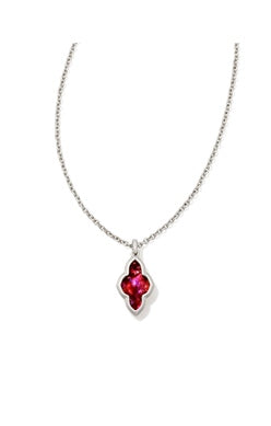 KENDRA SCOTT NECKLACE FRAMED ABBIE SILVER LIGHT BURGUNDY ILLUSION