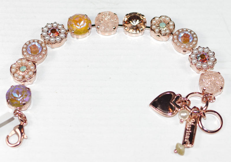 MARIANA BRACELET DESERT ROSE: amber, lavender, pearl stones in rose gold setting