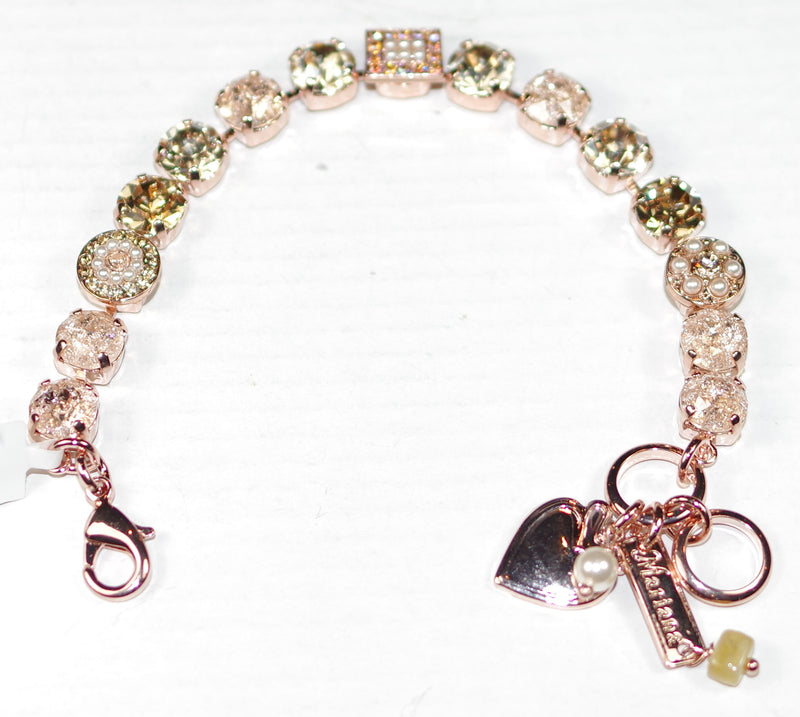 MARIANA BRACELET DESERT ROSE: amber, pearl, a/b, ice stones in rose gold setting