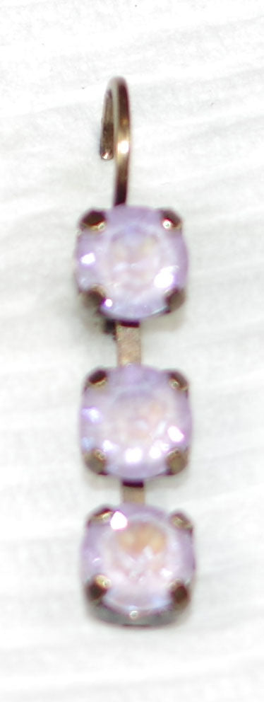 MARIANA EARRINGS: lavender sun kissed stones in 1" european gold setting, lever backs