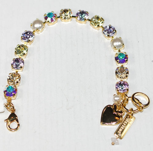 MARIANA BRACELET BETTE DAWN: pearl, lavender, yellow, amber, a/b 1/4" stones in yellow gold setting