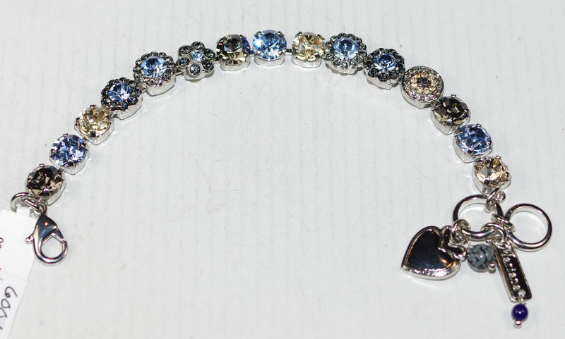 MARIANA BRACELET MORNING MIST: blue, yellow, taupe 1/4" stones in silver rhodium setting