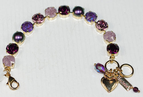 MARIANA BRACELET WILDBERRY: purple, pearl, ice 3/8" stones in yellow gold setting