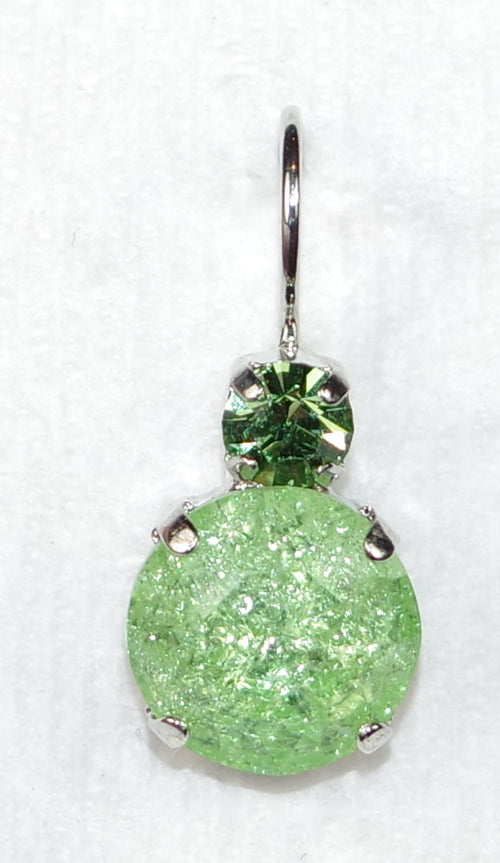 MARIANA EARRINGS: green, green ice stones in 3/4" silver rhodium setting, lever back