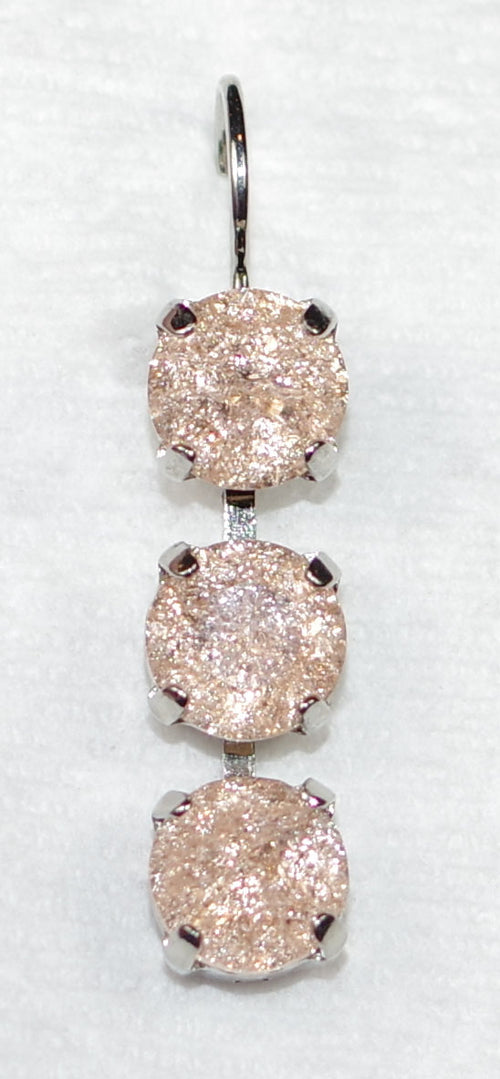 MARIANA EARRINGS: champagne ice stone in 1/4" silver rhodium setting, lever back