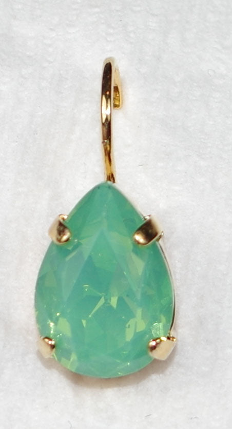 MARIANA EARRINGS: pacific opal pear shape stone in 1/2" yellow gold setting, lever backs