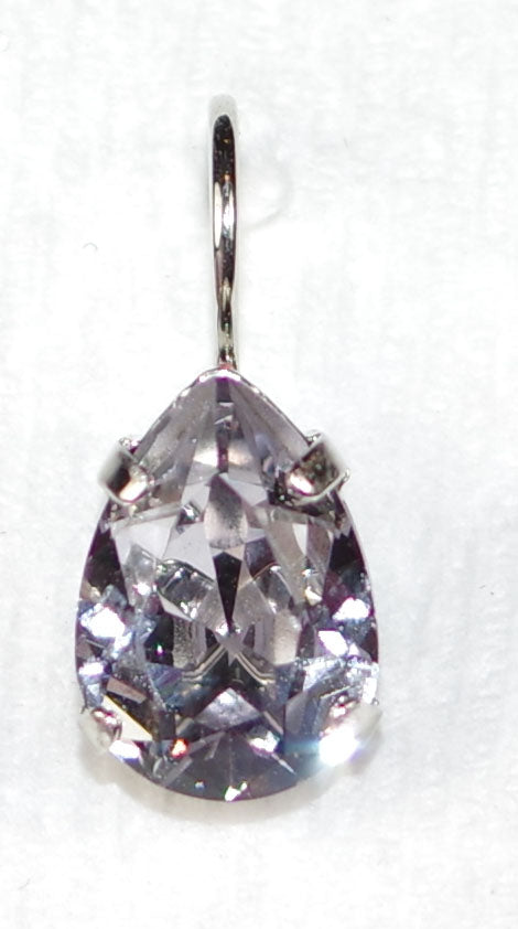 MARIANA EARRINGS: lilac pear shape stone in 1/2" silver rhodium setting, lever backs
