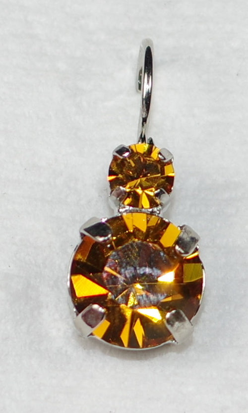 MARIANA EARRINGS: large yellow stone, small yellow stone in 1/2" silver rhodium setting