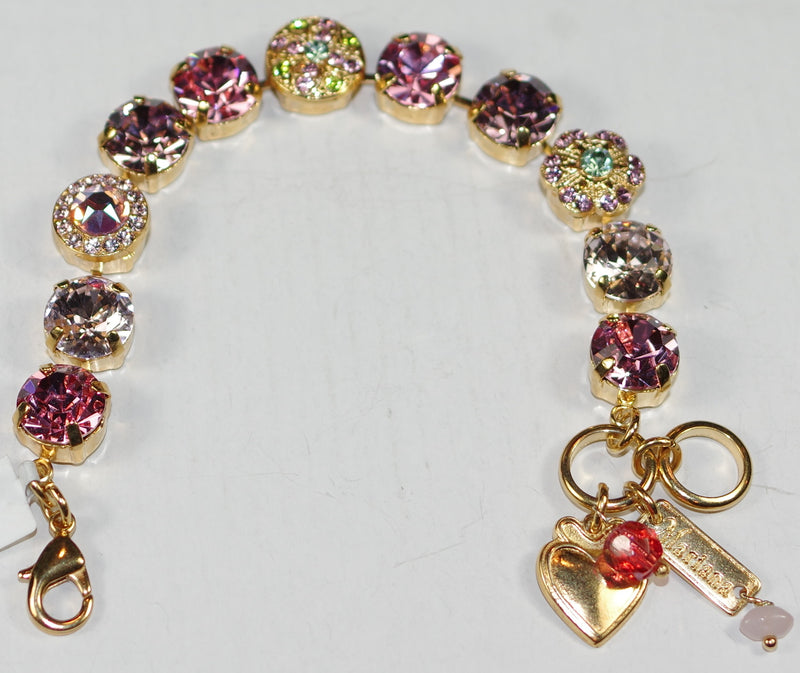 MARIANA BRACELET PARASOL: pink, green 10 mm stones in yellow gold setting