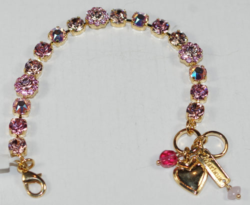 MARIANA BRACELET PARASOL: pink, a/b 1/4" stones in yellow gold setting