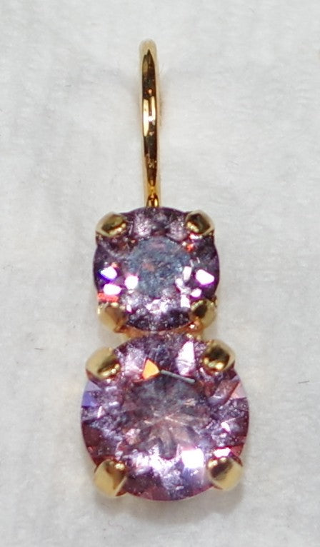 MARIANA EARRINGS PARASOL: pink, lavender stones in 1/2" yellow gold setting, lever back
