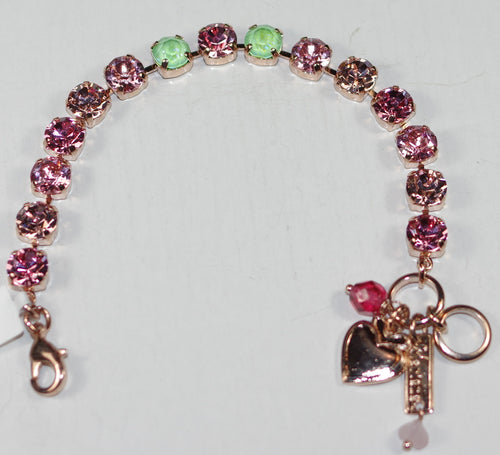 MARIANA BRACELET BETTE PARASOL: pink, green 5/8" stones in rose gold setting
