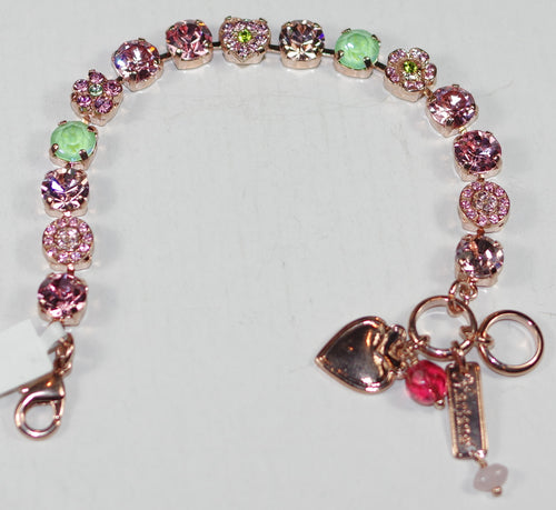 MARIANA BRACELET PARASOL: pink, green 1/4" stones in rose gold setting